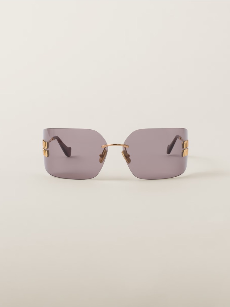 Miu Miu Purple Lens Sunglasses With Gold Accents